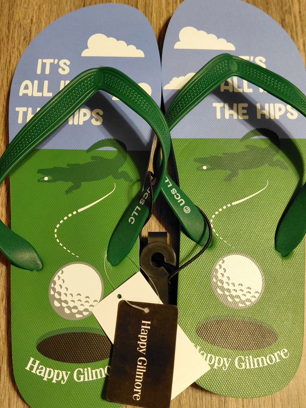 Licensed HAPPY GILMORE Men’s Graphic Print Flip Flop Sandals Green